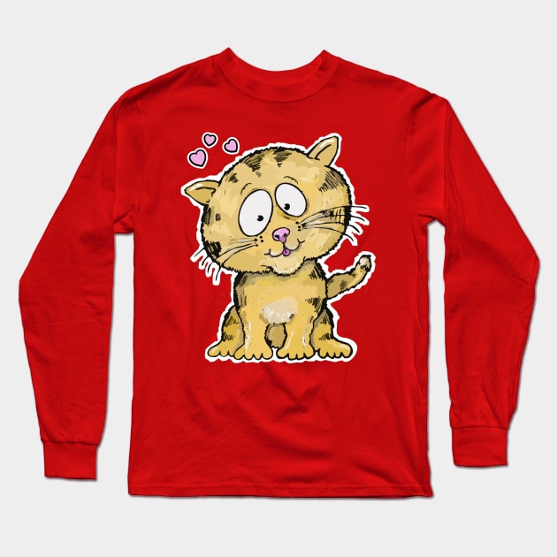 Cute lovable cartoon kitty cat Long Sleeve T-Shirt by Tezatoons